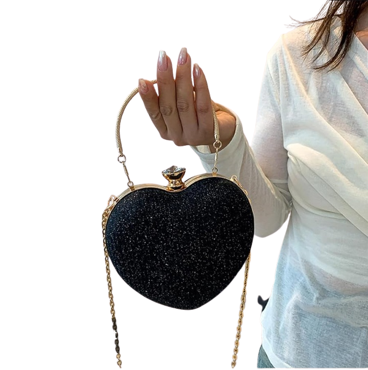 Heart-Shaped Glitter Evening Clutch| Wholesale Price| Min: 6 Items.