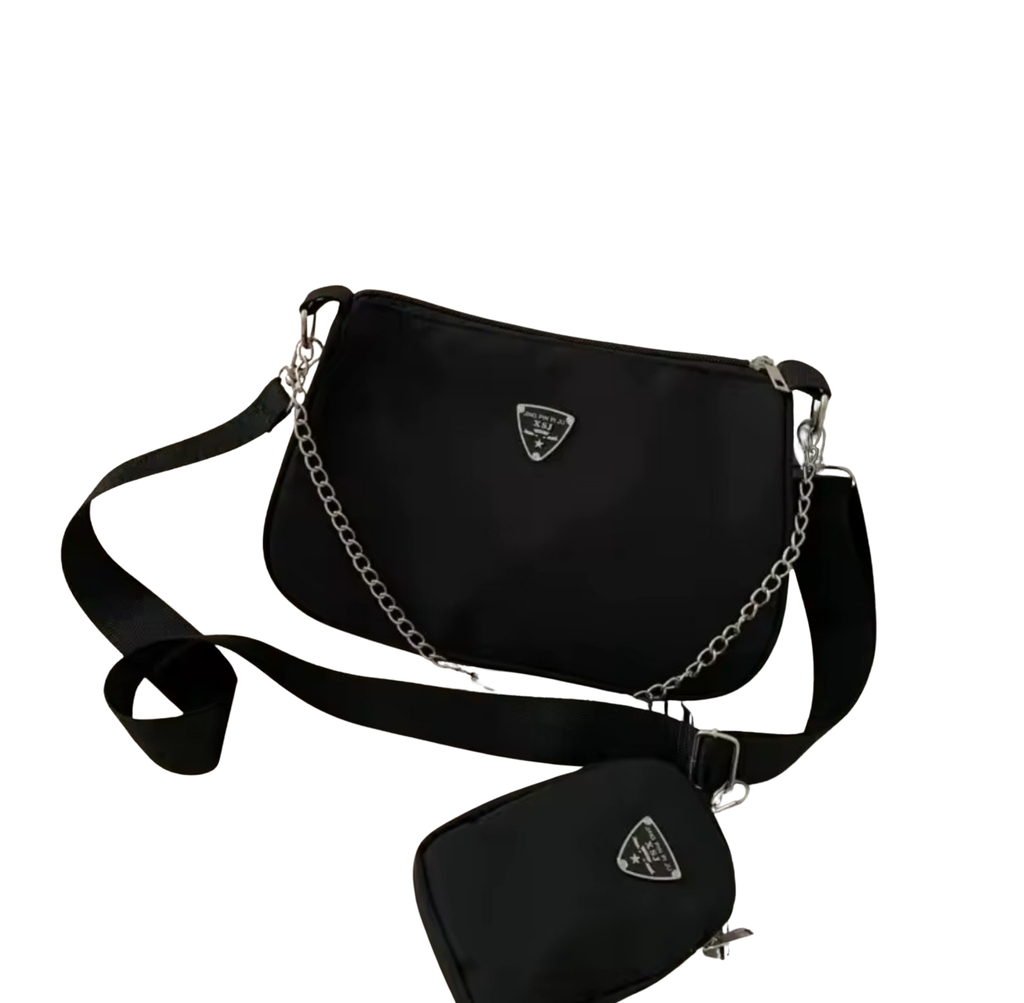 Nylon 2-in-1 Chain Shoulder Bag Set| Wholesale Price| Min: 6 Items.