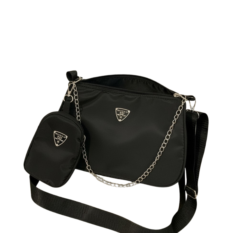 Nylon 2-in-1 Chain Shoulder Bag Set| Wholesale Price| Min: 6 Items.